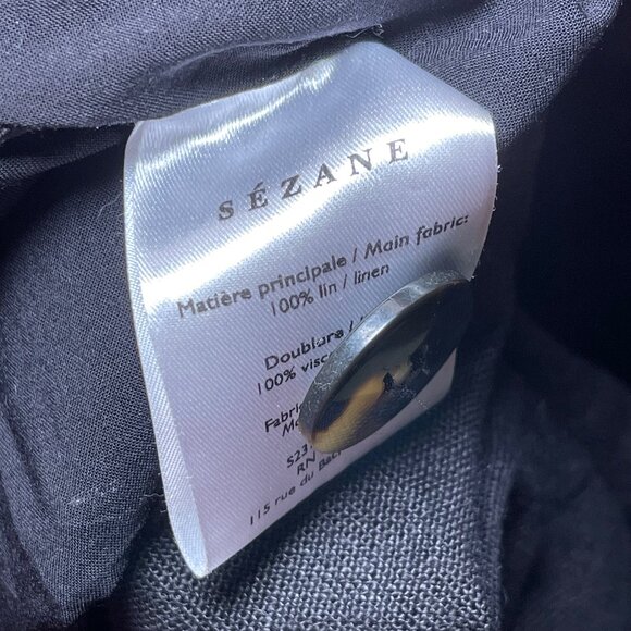 Sezane Gabby Dress in black linen, size 40, US 8 - Picture 9 of 10